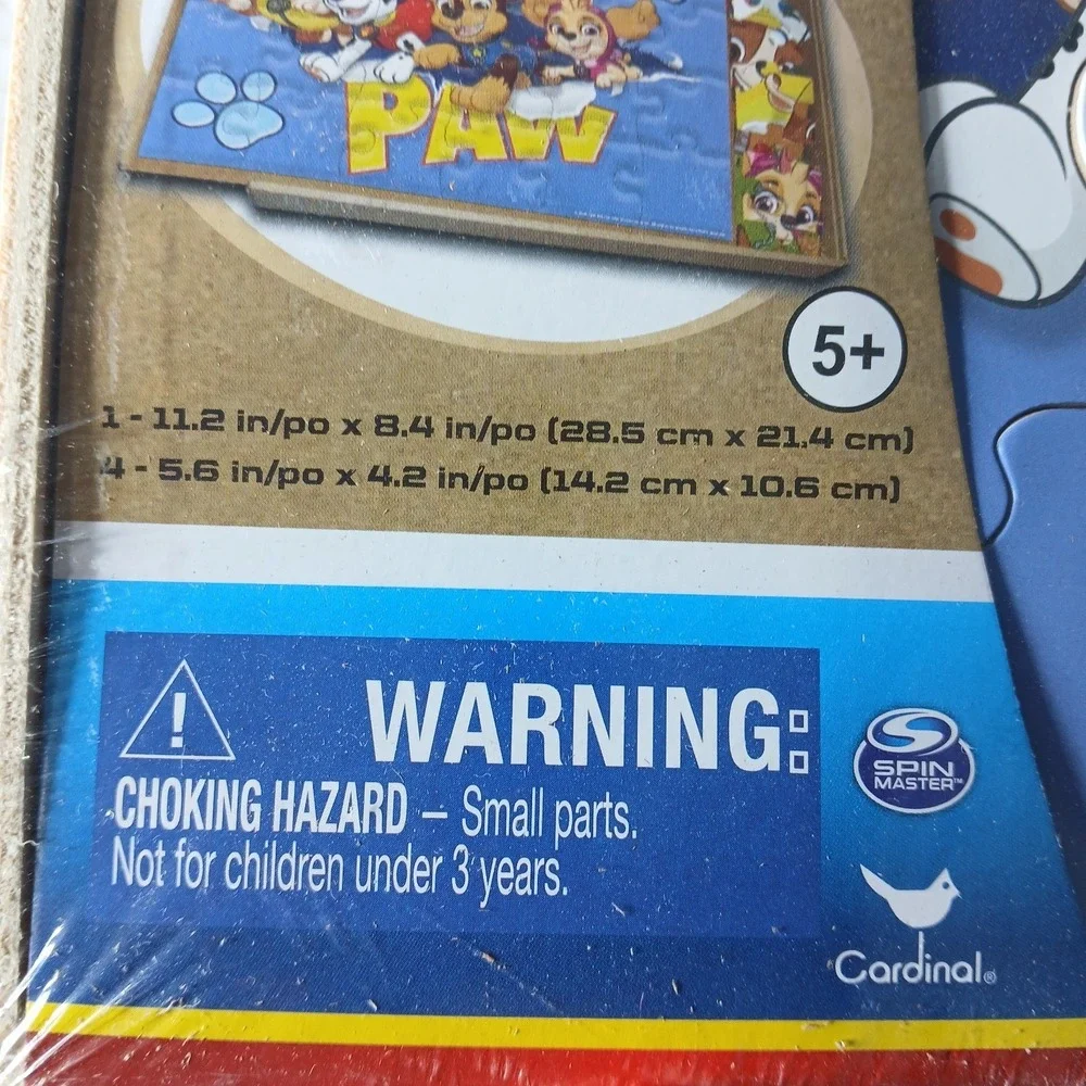 Paw Patrol Set of 5 Wood Puzzles in Wooden Storage Box Ages 3+ New